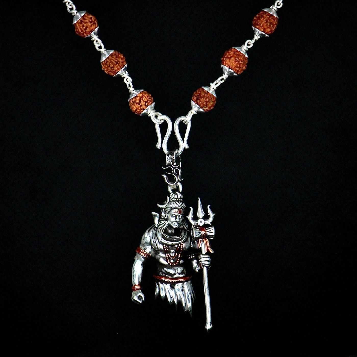 Rudraksha Shivji Pendant Chain, Silver