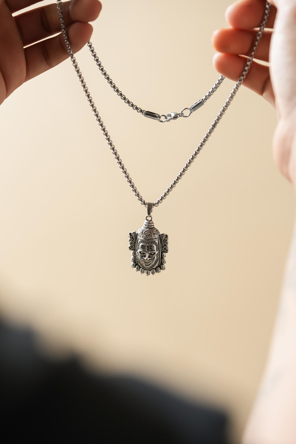Silver-Plated Mahakal Pendant & Chain