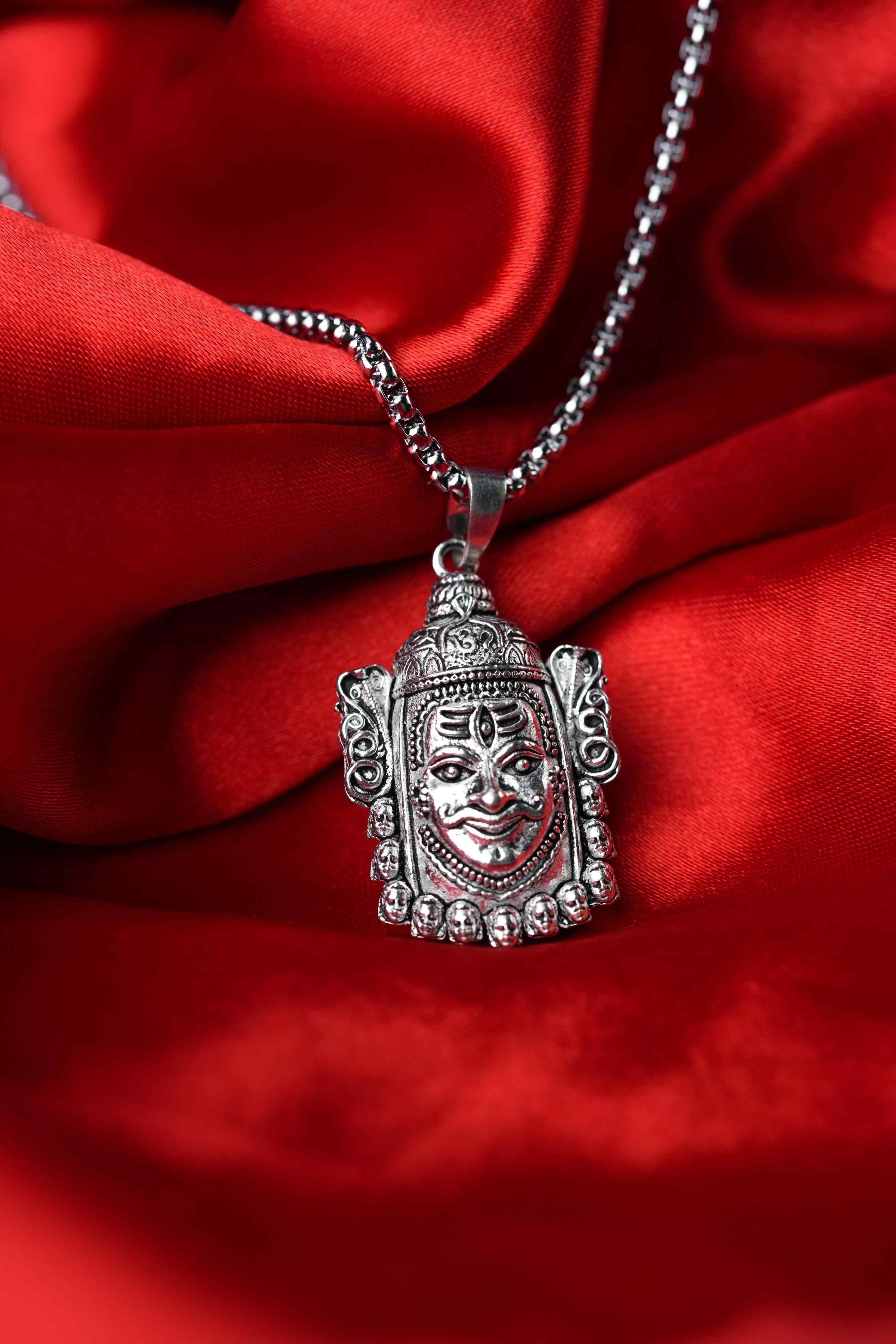 Silver-Plated Mahakal Pendant & Chain